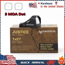 Swampfox Micro Reflex Justice 1x27mm RMR Pistol Cut 3 MOA Red/Green Dot Sight picture