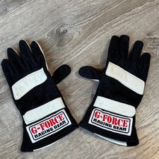 G-Force Racing Gear 4100 Black White Leather SFI Spec 3.3/1 Gloves Mens Large picture