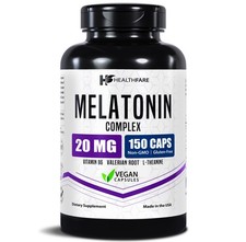 Healthfare Melatonin 20mg 150 Caps With L-Theanine, Valerian Root & Vitamin B6 picture