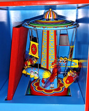 Rocket Ride Wind Up Tin Toy by Schylling Vintage Rocket Carousel Working Order picture