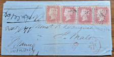 1864 QV 4 x 1d Red cancelled with St Malo 3734 Lozenger Boite Mobile h/s picture