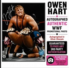 Owen Hart Autographed Signed Authentic WWF Promotional Photo Silver Sharpie Rare picture