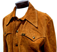 LEE Storm Rider Men's Vtg 50s Tobacco Western HEAVY SUEDE Jacket Coat USA XL* picture
