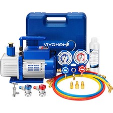 1/4HP 3.5CFM Rotary Vane Air Vacuum Pump & R134a AC Manifold Gauge Set ETLListed picture