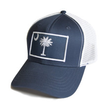 South Carolina Flag Palmetto Snapback Trucker Baseball Hat (Navy Blue) picture