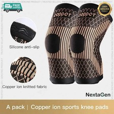 2 Piece L Size Copper Knee Sleeve Compression Support Sports Arthritis Brace picture