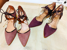 2 Pair - Franco Sarto Purple Suede D'Orsay Lace-Up Strappy Pointed Toe Heel US 8 picture
