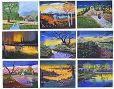 Rare Find: 9 self taught paintings same artist, shabby sheik, modern, camp picture