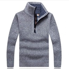 Men's Fleece Thicker Sweater Half Zipper Turtleneck Warm Pullover High Quality M picture