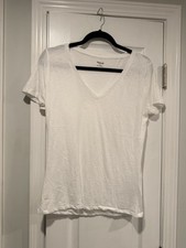 NWOT Madewell Size S White V Neck Short Sleeve Lightweight Slub Cotton Top picture