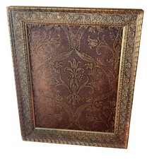 Antique Framed Embossed Leather Wallpaper Panel Victorian Lincrusta Ornate Frame picture