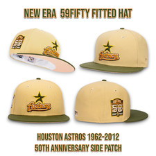 New Era Houston Astros 59FIFTY Fitted Hat 1962-2012 50TH Anniv Patch 7 3/4 _A1 picture