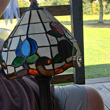 Tiffany-Style Stained Glass Floral Table Lamp, Multicolor Shade, Corded picture