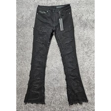 Rockstar Original RSM205 Mens Flare Denim Jeans Black Distressed Streetwear New picture