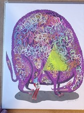 Art Jay Howell Graffiti Dog- PURPLe Silkscren &Handwork *Bobs Burger Artist picture
