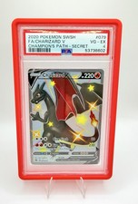 2020 POKEMON SWORD & SHIELD CHAMP'S PATH SECRET #079 FULL ART/ CHARIZARD V PSA 4 picture