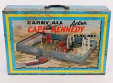 Vintage 1960's Marx Play Set Cape Kennedy NASA Carry-All Tin #4625 w/Accessories picture