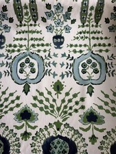 Thibaut Fabric F916240 | Mendoza Suzani, Blue And Green On White  9 6/8 Yards picture