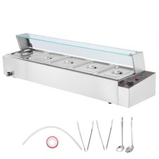 Uimoso 5 Pan Countertop Buffet Bain Marie Commercial Food Warmer W/Glass Shield picture