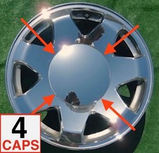 4 Chrome No Logo Center Caps Plain Smooth fit OEM Cadillac Escalade 17 in Wheels picture