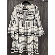 ELAN Chic Black & White Striped Tiered Mini Dress 🖤🤍 picture