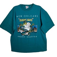VTG 95 Riddell Mens XL Green Made In USA New Orleans French Quarters Graphic Tee picture