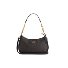 New COACH CA548 Women’s Teri Shoulder Bag In Signature Canvas Gold/Brown Black picture