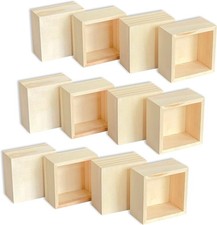 12-Pack Square Wood Box Unfinished Small Wooden Boxes for Crafts (Outer 3.7X...  picture
