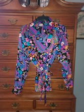 True Vintage Joyce Lane 60s 70s Psychedelic Flower Power Button Up M 44 picture