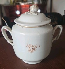 Antique Chinese Export Porcelain Sugar Bowl & Cover Western Market 19th Century picture