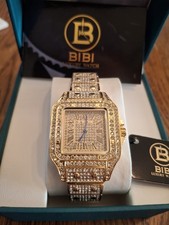 BiBI Gold Crystal Accent Womens Watch W/ Rectangular Face, Stainless Steel Case picture