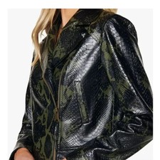 NWT Ramy Brook New York Kane Biker Moto Jacket Olive Black Small $495 picture