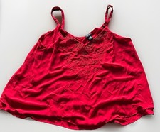 Torrid Women’s Plus Size 2 Red Solid Lace Trim Camisole Top Adjustable Straps picture