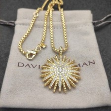 David yurman 18K gold & diamond starburst pendant on 18 inch yellow gold chain picture