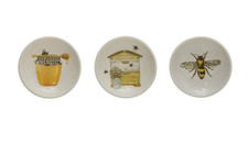 Creative Co-Op Set of 3 Different Stoneware Mini Dish w/Bee Theme 3