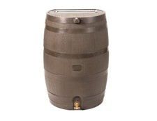50 Gallon Flat Back Rain Barrel Water Storage Tank Brass Spigot Walnut Color picture