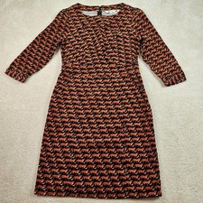 Retro Boden Coraline Fox Print Corduroy Sheath Dress Womens 4L Woodland Novelty picture