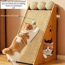 Standing Sisal Cat Scratcher with Hanging Ball, Space Saving Cat Furniture. picture