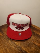 Arkansas Razorbacks Trucker Hat Mens Red White Mesh Back Snapback Football NWT picture