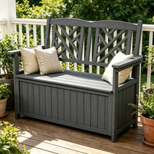 Outdoor Storage Deck Boxes with Backrest Armrest,Waterproof Patio Storage Box picture