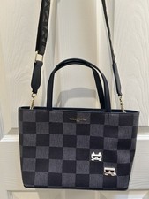 Karl Lagerfeld Bag Denim Navy Checkered Pattern Crossbody Tote NWOT picture