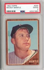Graded 1962 Topps Mickey Mantle #200 Baseball Card PSA 2 Good picture