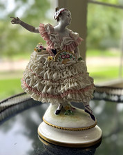 Antique Volkstedt Dresden Lace Ballerina Figurine –Hand-Painted German Porcelain picture