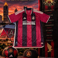 adidas Atlanta United FC MLS Soccer Jersey XL Slim Fit Red/Black AEROREADY picture