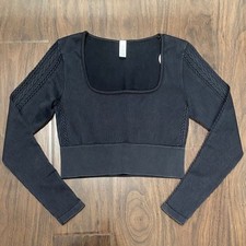 Aerie Black Long Sleeve Crop Top picture