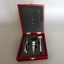 Wine Enthusiast 3-Piece Wine Opener Set w/ Dark Brown Wooden Gift Box picture