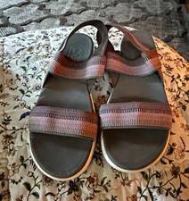 BOBS from Skechers Plush Foam Strappy Slip-On Cushioned Sandals Gray/Pink 9 picture