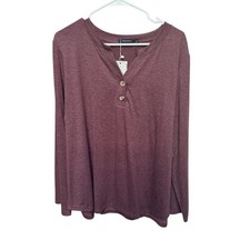 Automet 2XL Long Sleeve Top Maroon Polyester Rayon Spandex picture