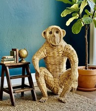 Large Vintage Woven Rattan Monkey Sculpture – 26