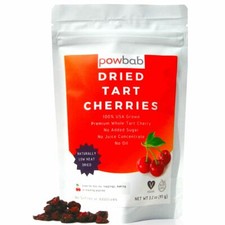 powbab Dried Tart Cherries - 100% USA Montmorency Organic, Unsweetened (3.2 oz) picture